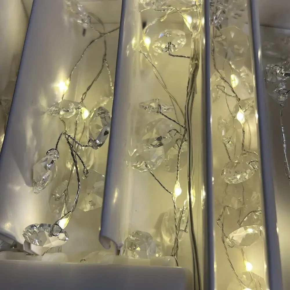 Restoration Hardware Starry Crystal Beaded Glass Garland 6 Feet Battery Timer